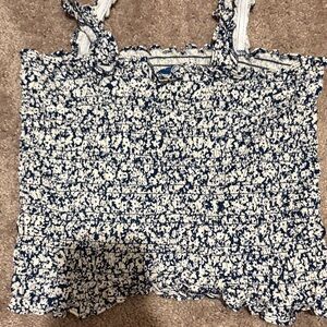 Old Navy Navy and White Smocked Camisole